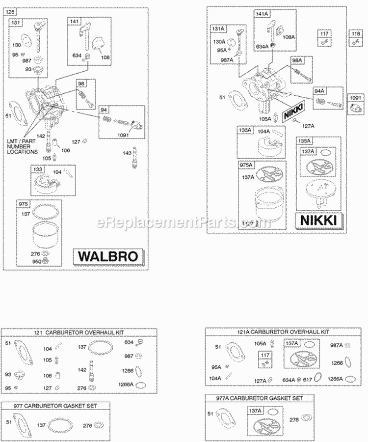 Carburetor Gasket Set - Carburetor Kit-Carburetor Overhaul Diagram and Parts List for 216702-0110-E1  Briggs and Stratton Engine